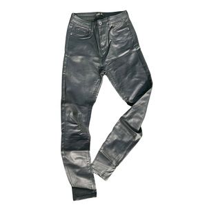 Waxed faux leather jeans